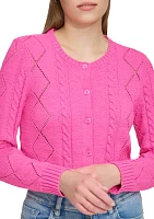 Women's Pointelle Button Front Cardigan