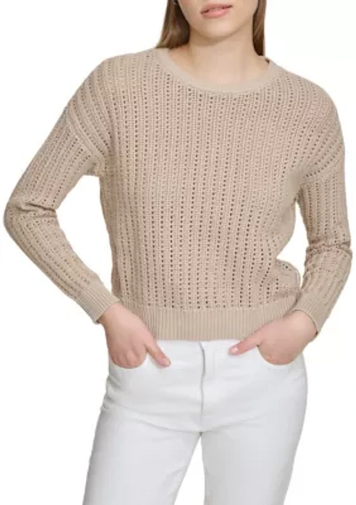 Women's Long Sleeve Open Stitched Sweater