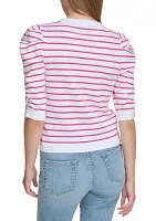 Women's Ruched Striped Sweater