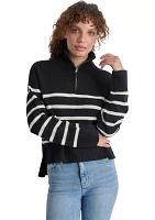 Women's Long Sleeve 1/4 Zip Striped Sweater