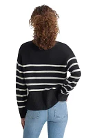 Women's Long Sleeve 1/4 Zip Striped Sweater