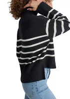 Women's Long Sleeve 1/4 Zip Striped Sweater