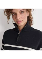 Women's Long Sleeve 1/4 Zip Striped Sweater