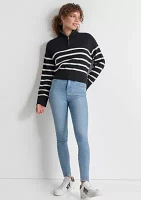 Women's Long Sleeve 1/4 Zip Striped Sweater