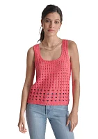 Women's Scoop Neck Crochet Knit Tank Top