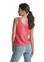 Women's Scoop Neck Crochet Knit Tank Top