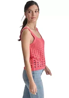 Women's Scoop Neck Crochet Knit Tank Top