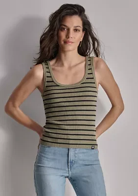 Women's Sleeveless Striped Scoop Neck Tank