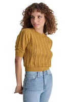 Women's Puff Sleeve Pointelle Sweater