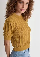 Women's Puff Sleeve Pointelle Sweater