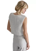 Women's Sleeveless Foil Cable Sweater