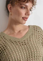 Women's Long Sleeve V-Neck Open Stitch Sweater