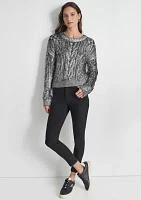 Women's Long Sleeve Foil Cable Sweater