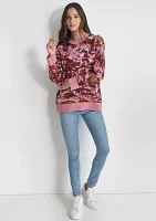 Women's Long Sleeve Sequin Camo Crew Neck Sweater