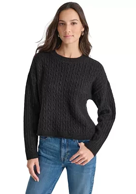 Women's Long Sleeve Cable Crew Neck Sweater