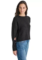 Women's Long Sleeve Cable Crew Neck Sweater