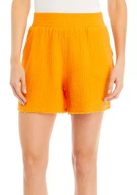 Women's Raw Hem Gauze Shorts