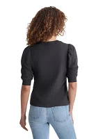 Women's Puff Sleeve Crew Neck T-Shirt