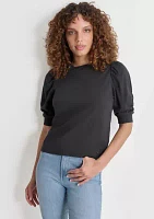 Women's Puff Sleeve Crew Neck T-Shirt