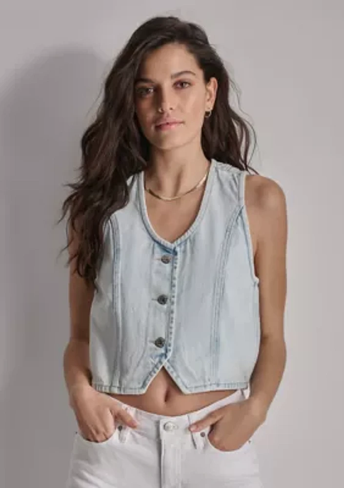 Women's Button Front Denim Vest