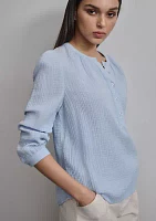 Women's Long Sleeve Henley Gauze Top