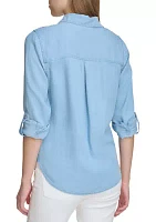 Women's Long Sleeve Chambray Tencel Shirt