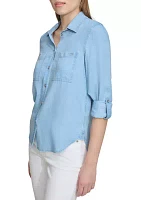 Women's Long Sleeve Chambray Tencel Shirt