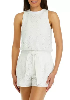 Women's Sleeveless Eyelet Top