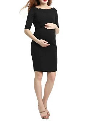 Maternity Kendall Scallop Trim  Midi Dress