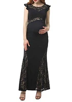 Maternity Audrey Lace Accent  Maxi Dress