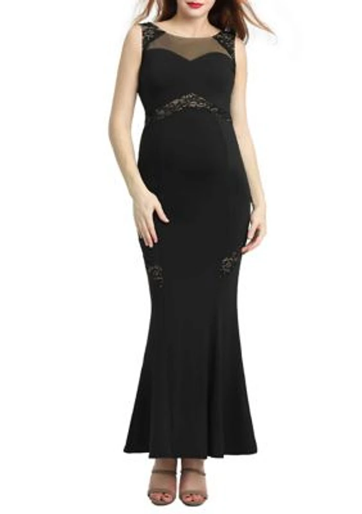 Maternity Corrine Lace Accent  Mermaid Maxi Dress