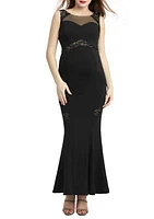 Maternity Corrine Lace Accent  Mermaid Maxi Dress