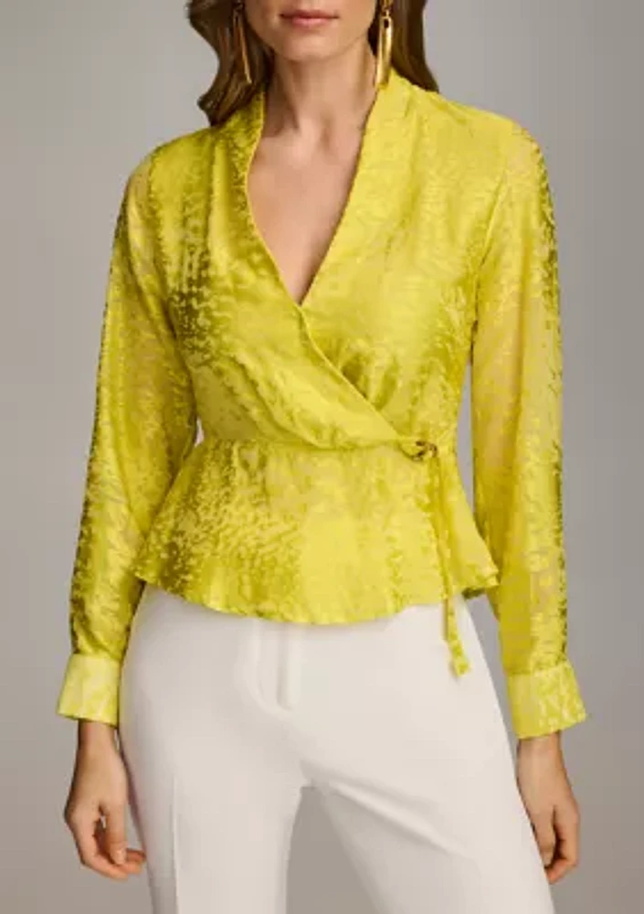 Women's Burnout Wrap Blouse