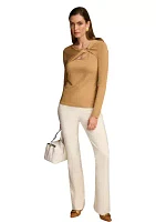 Women's Long Sleeve Cutout Hardware Sweater