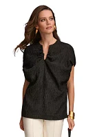 Women's Textured Split Neck Blouse