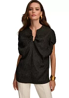 Women's Textured Split Neck Blouse