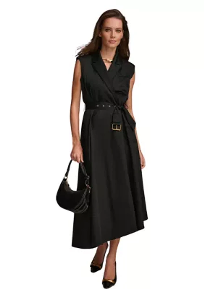 Women's Cap Sleeve Belted Shirtdress