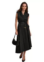 Women's Cap Sleeve Belted Shirtdress