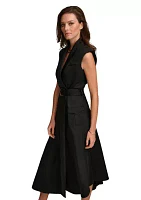 Women's Cap Sleeve Belted Shirtdress