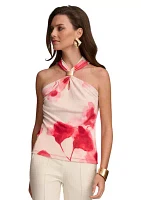 Women's Sleeveless Printed Halter Neck Blouse