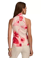 Women's Sleeveless Printed Halter Neck Blouse