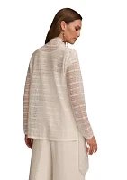 Women's Long Sleeve Pointelle Open Cardigan