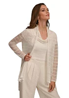 Women's Long Sleeve Pointelle Open Cardigan