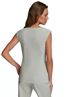 Women's Cap Sleeve Asymmetrical Solid Ruched Top