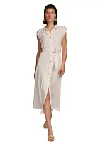 Women's Short Sleeve Tie Waist Shirtdress