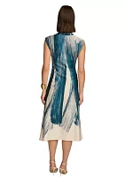 Women's Short Sleeve Brushstroke Print Shirtdress