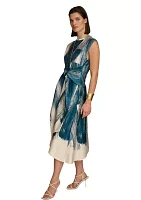 Women's Short Sleeve Brushstroke Print Shirtdress