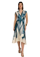 Women's Short Sleeve Brushstroke Print Shirtdress