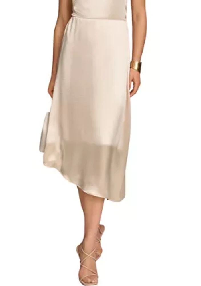 Women's Asymmetrical Satin A-Line Skirt