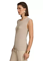 Women's Sleeveless Lurex Crochet Sweater